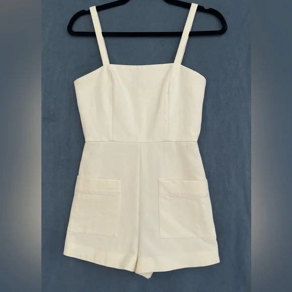 ALEXIS - Arlington Cross Back Playsuit - Off White - XS